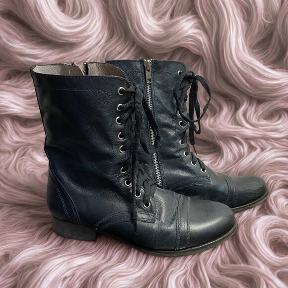 STEVE MADDEN Dark Blue Motorcycle Boots - Picture 1 of 4